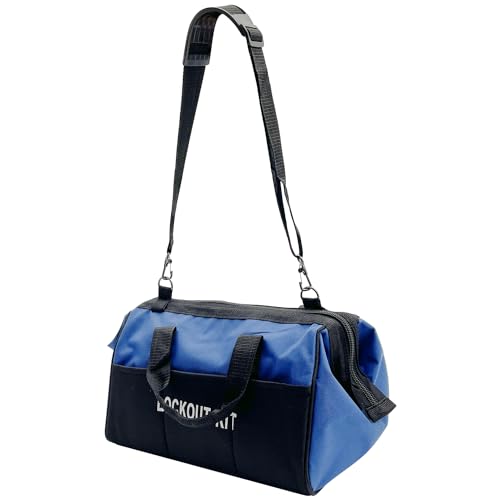 SAFBY Blue Lockout Bag Unfilled, High Capacity Lock Lightweight Portable Industrial Kit, Easy to Carry Tool Bag with Handle and Shoulder Strap(Gray bag - unfilled)