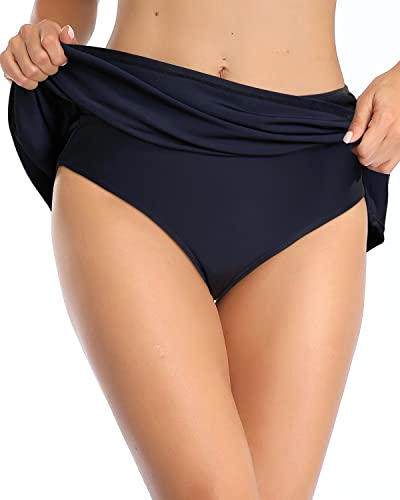 Holipick Womens Swim Skirt Mid Waist Bathing Suit Bottoms Waistband Skirted Swimsuit Bottom Swim Skorts With Built-In Brief Xl Black #TOP3