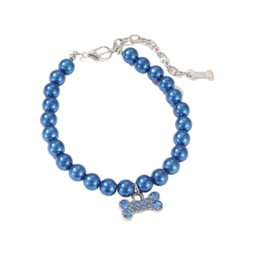 GIEOKDWO犬の首輪 ベーシック おしゃれ かわいい いぬ くびわ 犬用品 ライト 小型から中型の猫 ネックレスジュエリー (ブルー)