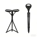 Bastón portátil con asiento, altura regulable, bastón con cojín, aluminio resistente, hasta 150 kg, para senderismo, colas, paseos por la ciudad