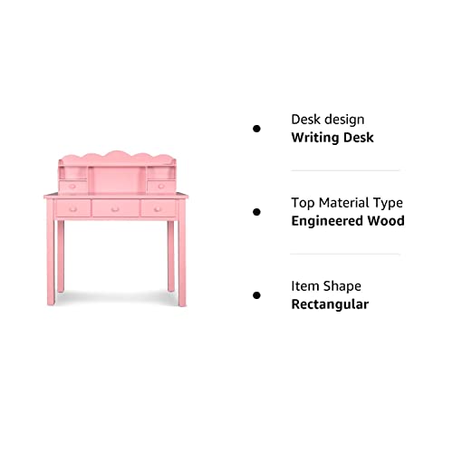 Funkoco Home Office Furniture Writing Desk,Computer Work Station With Detachable Hutch,5 Drawers(Pink) #TOP7