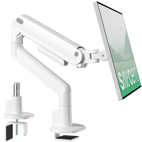 monTEK Aluminum Single Monitor Arm, 26.4 lbs, 17–40" Full Motion，White