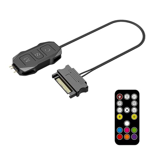 Contrôleur ARGB 5V 3 Pin avec Télécommande 17 Touches, Concentrateur Ventilateur RGB, Hub RGB SATA pour Ventilateurs PC et Bandes LED ARGB, Contrôle Effets Lumineux, Mode Couleur et Vitesse Réglable – vue 7