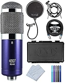 MXL R144 Ribbon Microphone with Shockmount for Vocals, Brass, Horns, Acoustic & Electric Guitars, Guitar Amps Bundle with Blucoil Pop Filter, 10-FT Balanced XLR Cable and 5-Pack of Reusable Cable Ties