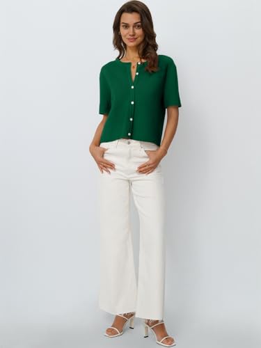 Image of LILLUSORY Short Sleeve Cardigan Sweaters for Women | Cropped Button Up, Summer 2026 Outfits, Y2K Fashion, Lightweight Knit, Versatile layering for work, casual & going out