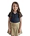 Girl's Uniform Triple Button Collar Shirt Short Sleeve, 2 Pack Navy Size 18