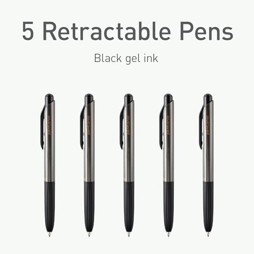 Pentonic G-RT Bolígrafos Gel Retráctiles, Pack de 5 Negro miniatura 3