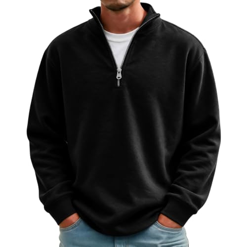 Fleece Sweatshirt Men Comfy Quarter Zip Pullover Sweatshirt Sweat Shirt - image 1