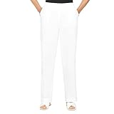 Alfred Dunner Women's Misses All Around Elastic Waist Cotton Medium Twill Pant, White, 20