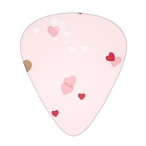 Lot de 12 médiators en forme de cœur rose et rouge pour guitare électrique et basse - Les Beatles, Paul McCartney, John Lennon, RIngo Starr, George Harrison Lot de 12 médiators en forme de cœur rose et rouge pour guitare électrique et basse
