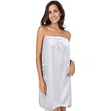 SINLAND Microfiber Women's Spa Wrap Towel Bath Towel with Snap Closure 32inchx60inch White