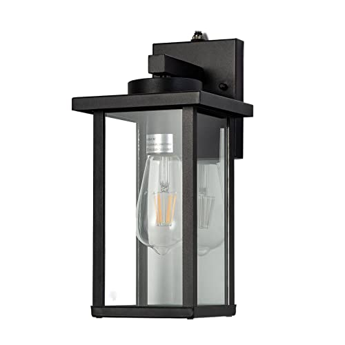 CHUNGYANG Linterna de pared con sensor para exteriores, aplique de pared E27, luz de seguridad impermeable IP65, iluminación de montaje en pared exterior para patio, para villa, decoración de paisaje