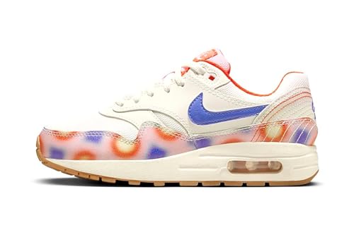 Nike Air Max 1 SE Big Kids' Shoes (FN7287-100, SAIL/Blue Joy/Safety Orange/Football Grey) Size 7