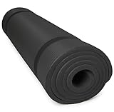 diMio Komfort-Gymnastikmatte Yogamatte in 185x60x1cm, 185x60x1.5cm, 185x90x1.5cm, 200x100x2 mit Tragegurt Phtalatfrei + SGS-geprüft (Schwarz., 185 x 60 x 1 cm)