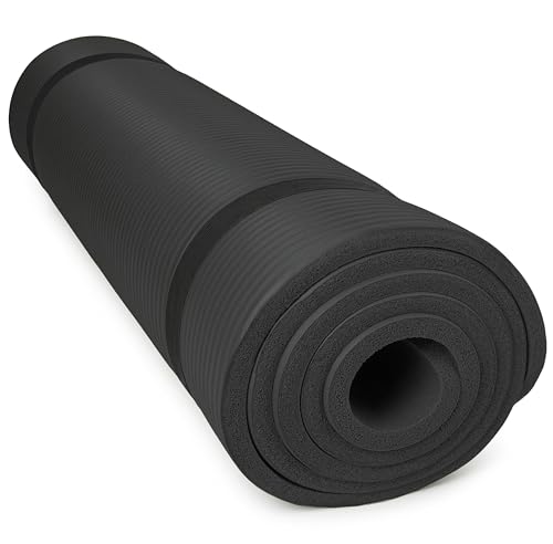 diMio Komfort-Gymnastikmatte Yogamatte in 185x60x1cm, 185x60x1.5cm, 185x90x1.5cm, 200x100x2 mit Tragegurt Phtalatfrei + SGS-geprüft (Schwarz., 185 x 60 x 1 cm)