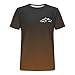 Sdeycui Men Tshirts Gradient Print Graphic Tees Casual Holiday Fashion Beach Crewneck Basic Vacation Blouses Brown