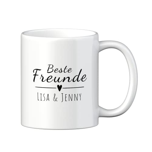 LOOXIS personalisierte Tasse Weiß mit Beste Freunde-Motiv + Wunschnamen für Freunde (Geschenkidee für Partner/in, Freunde, Familie) Cover