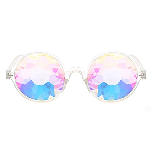 Armear Women Kaleidoscope Rave Rainbow Glasses Prism Mirrored Lens for Festival Party Costume