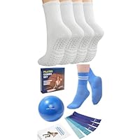 Algopix Similar Product 13 - floconssy 4 Pairs White Pilates Socks
