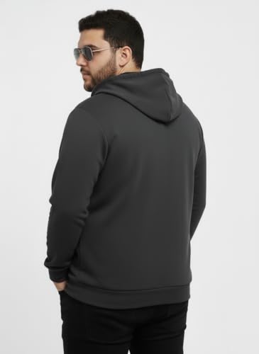 Image of UNSTD Men Solid Maroon Zip-Up Hoodie | Full Sleeve Hooded Sweatshirt with Kangaroo Pockets | Casual Winter Wear for Men