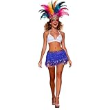Saison : année Eauptffy Ceinture de danse du ventre pour femme - Jupe à franges scintillante - Robe de performance - Tenue de danse festive, O bleu., taille unique