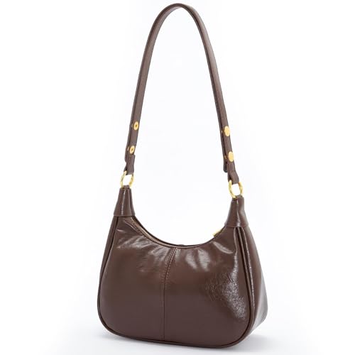 Shoulder Bags for Women Small Hobo Bags Crescent Shaped Cute Retro Tote Handbag Mini Clutch Purse with Zipper Closure