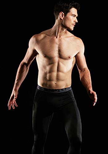 TSLA Men's Thermal Compression Pants, Athletic Sports Leggings & Running Tights, Wintergear Base Layer Bottoms, Authentic(yup43) - Black, Large - Thumbnail 2