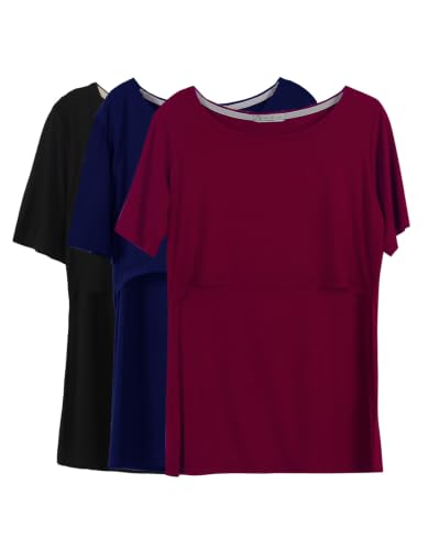 Image of Smallshow Women's Maternity Nursing Tops Short Sleeve Breastfeeding Clothes