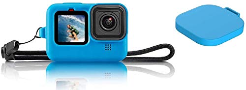 Image of M.G.R.J Silicone Rubber Protective Case for Gopro Hero 10 / GoPro Hero 9 Black, Silicone Sleeve Housing Case with Lanyard Lens Cap (Blue)