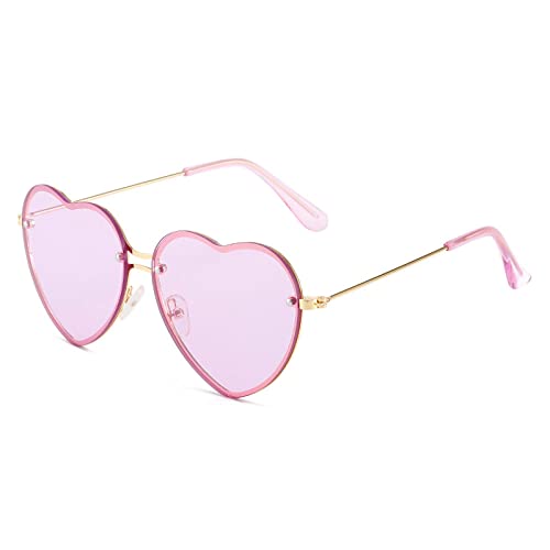 Lunettes coeur pour festival et plage avec verres violets clairs et branches dorées