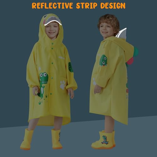 Rain Poncho Kids, Waterproof Rain Coat with Hood, Lightweight Portable Toddler Rain Jacket for Children Boys Girls4