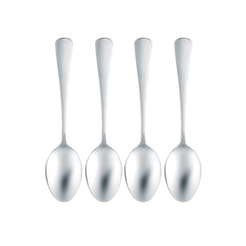 Royalford 4pcs Stainless Steel Basic Table Cutlery RF12542 Heavy Duty Spoons Cutlery Silverware for Home Office Party Camping Spoon Eating Utensils Mirror Polish 20.5cm