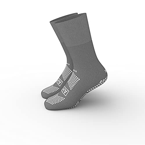 Hospital Slipper Socks Grip Socks with Elastic Cuff Grip Socks for Women and Men Slipper Socks Gray | X-Large (Pack of 6)2