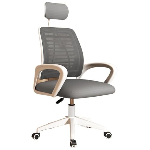 Soft Foam Seat Cushion And Lumbar Support Mesh Ergonomic Office Home Chair With Fixed Armrest High Back Desk Chairs(Gray)