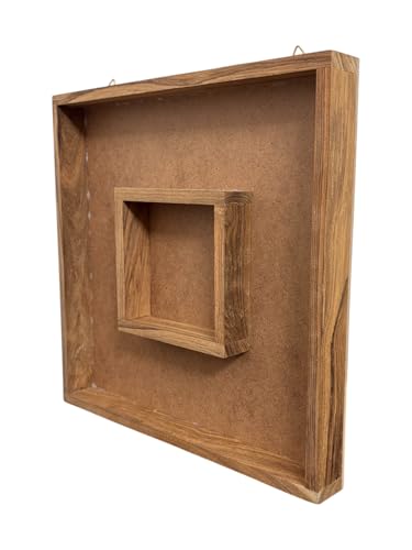 Image of Varmala Preservation Frame with Photo Compartment | Wedding Garland Keepsake Frame | Leakproof Resin Art Display | Premium Quality Gift for Couples & Anniversary (Square, Teakwood, 12x12 Inch)