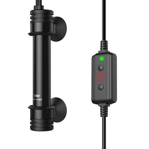 NICREW Aquarium Heizer 50 W, Temperatur einstellbare Aquarium Heizung mit Controller für Aquarien bis 40 L, Überhitzungsschutz