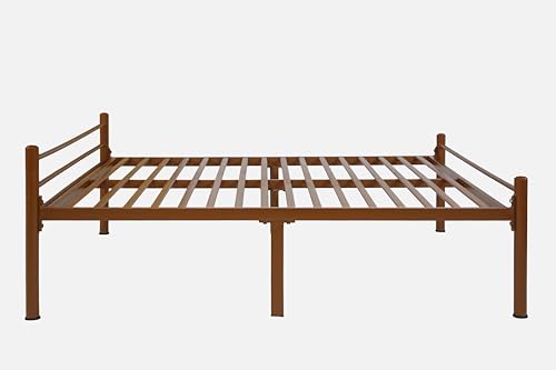 Image of Nivo Metal Queen Size Bed Without Storage | Wrought Iron Double Bed with Headboard & Footboard | Sturdy Powder Coated Platform Bed Queen Size Cot for BedroomLivingRoom Brown (75x60)