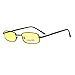 SA106 Small Mens Rectangular Metal Rim Classic Color Lens Sunglasses Gunmetal Yellow