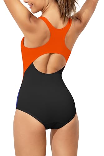 Image of Beautikini Period Swimwear One Piece Leakproof Menstrual Swimsuit Racerback Color Block Bathing Suit for Teen Girls Women