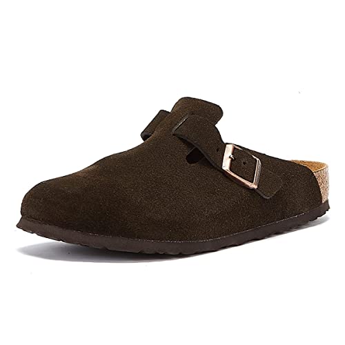 Birkenstock Womens Boston Sandals Summer Beach Flat Soft Foot Bed Clogs - Mocha - 8