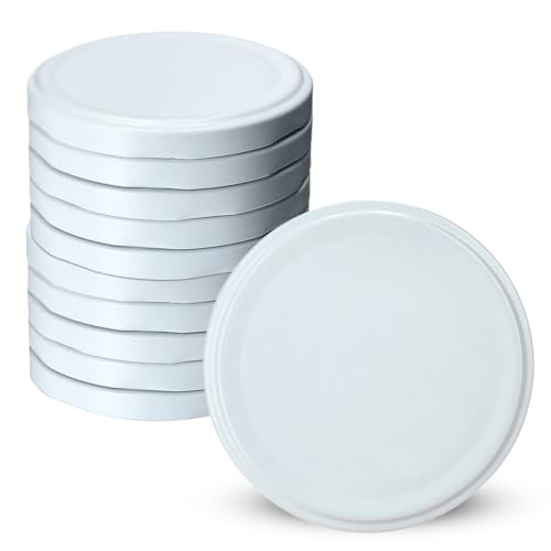 KADAX Tapas de Rosca Fi110 mm, Juego de Tapas de Metal de Repuesto para Tarros, Tapa Con 8 Dientes (Blanco, 10 Unidades)