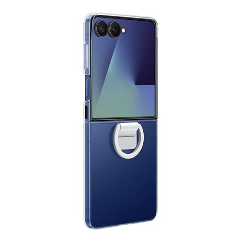 Image of Samsung Galaxy Z Flip7 Ring Phone Case Clear, Protective Cover with Built-in Ring, Easy to Carry, Slim, Sleek, US Version, Transparent
