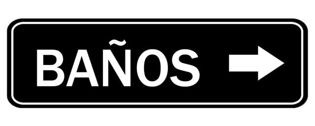 Estiyond Bano Right Arrow Directional Acrylic Sign For Office Door Wall Home And Business, Easy To Mount Informative Plastic Sign With Symbols 10"" X 3"", black-4