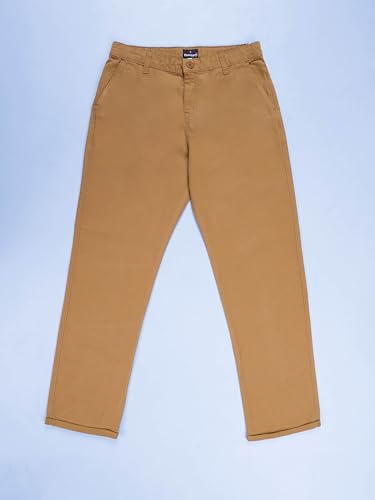 Image of KiddoPanti Boys 100% Cotton Twill Chinos Pant | Comfortable Regular Fit | 2 Side Pocket, 2 Back Pocket | Ankle Length | Back Elasticated Waistband with Button Zip Open Fly
