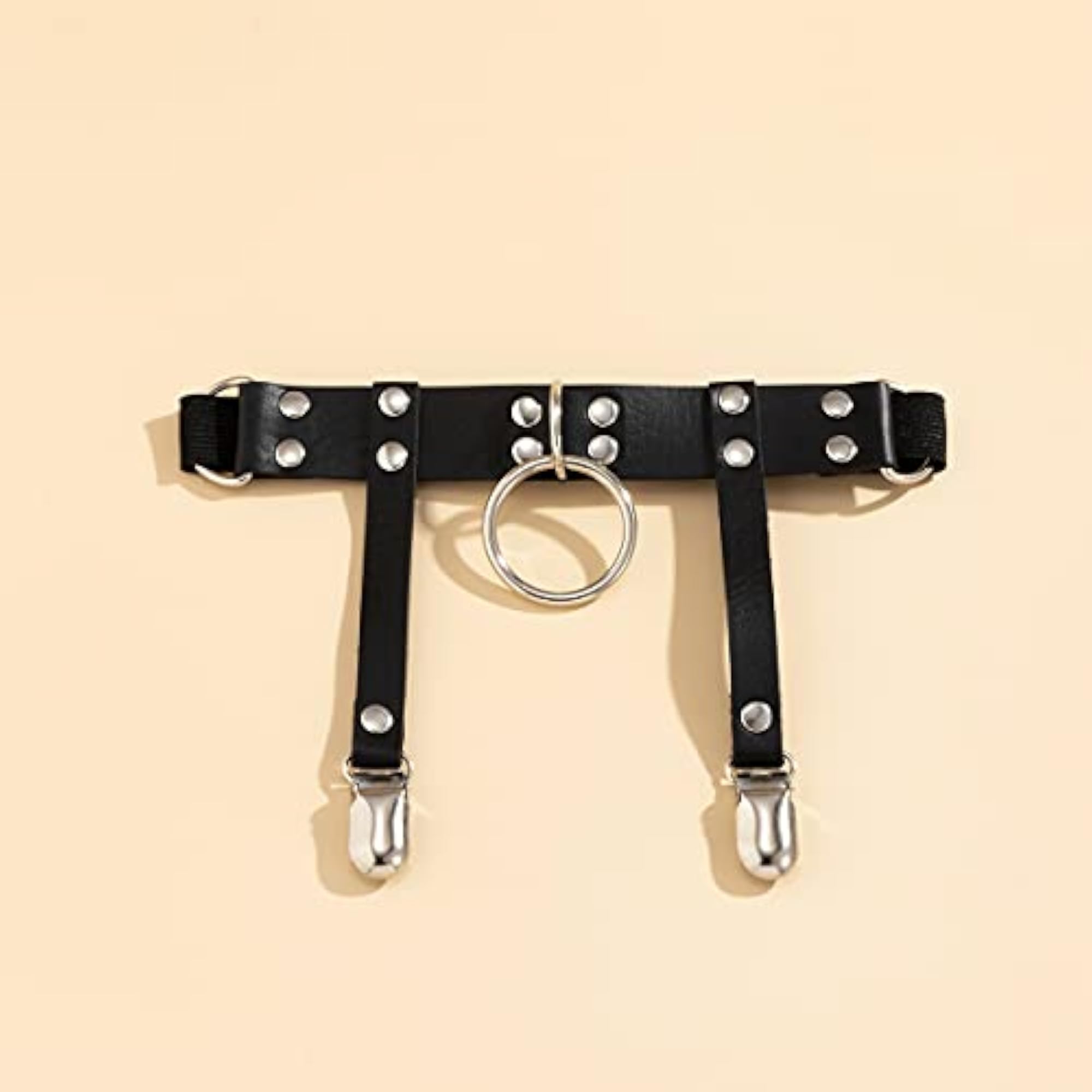 Black Punk Leather Thigh Chain Garter