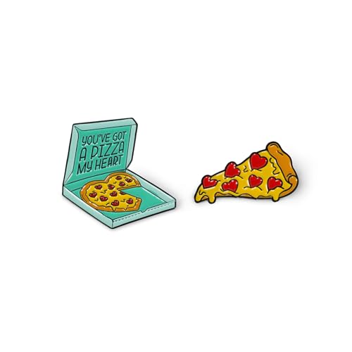 Legami - Lot de 2 broches en métal émaillé, Pin Your Style!, Broche pour sac à dos, cadeau pour couple, thème pizza, taille 3 x 3 x 1 cm, Jaune, Taglia unica, Moderne