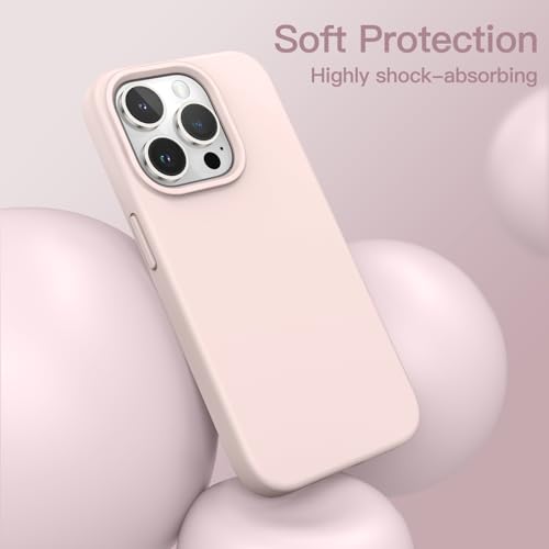 Image of JETech Silicone Case for iPhone 15 Pro, Light Pink | Silky Soft Touch, Shockproof Cover, Scratch Resistant, Microfiber Lining
