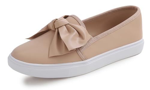 Image of FEVERSOLE Women's Casual Slip On Sneaker Fashion Bow Tie Loafer Flats