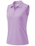 MAGCOMSEN Sleeveless Tops for Women UPF 50+ Golf Polo Collared Zip Up Tank Shirt Moisture Wicking Workout Top Purple M
