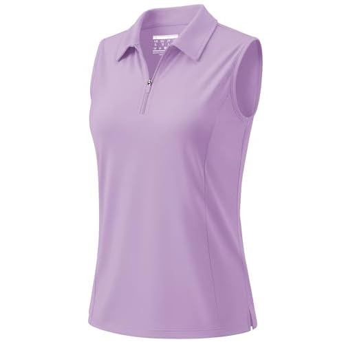 MAGCOMSEN Women's Golf Shirt Sleeveless 1/4 Zip Polo UPF 50+ Collared Tennis Tank Tops Quick Dry Athletic T Shirt